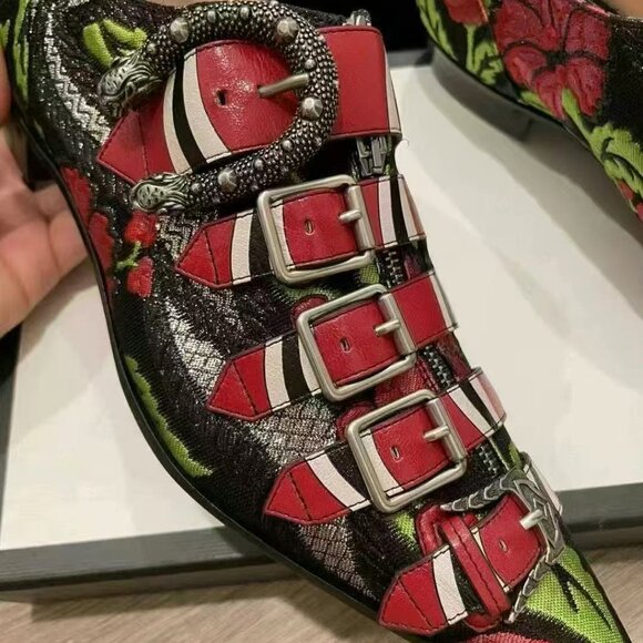 NIB Authentic Gucci Susan Kingsnake Floral Brocade Jacquard Oxfords - Picture 3 of 4